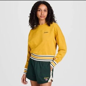 Champion Women's Mustard French Terry Cropped Crewneck Sweatshirt Medium